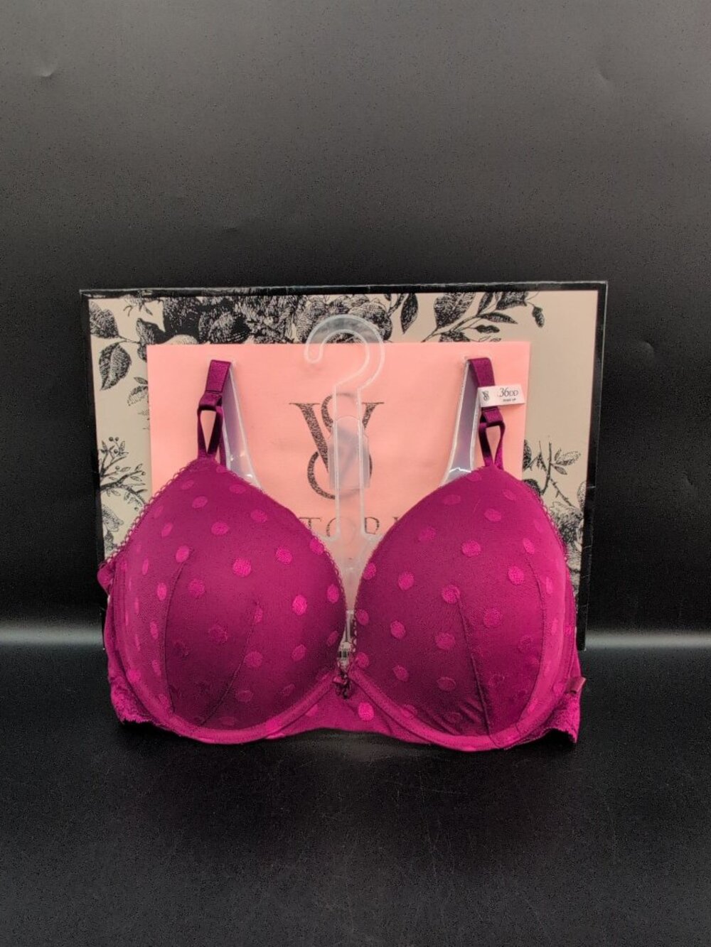 Victoria Secret Sexy Tee Sheer Heritage Dot Push Up Bra 36DD Fresh Jam Pink